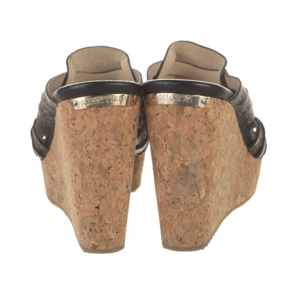 Jimmy Choo Snake-Print Cork Wedge Slide - Picture 3 of 5